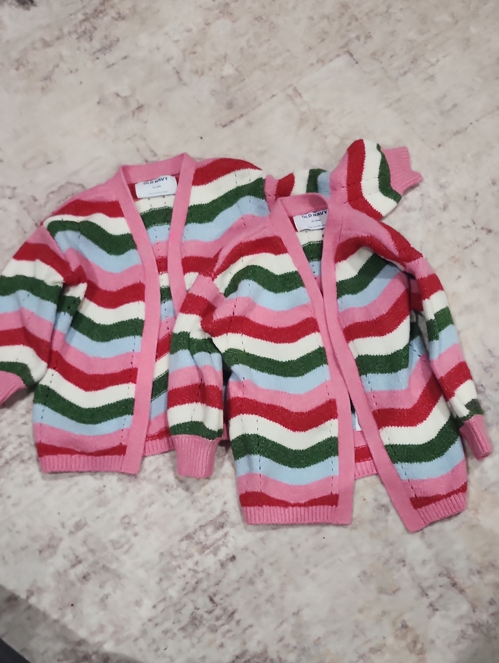 Old Navy Pink Wavy Stripe Knit Cardigans - Set of 2
